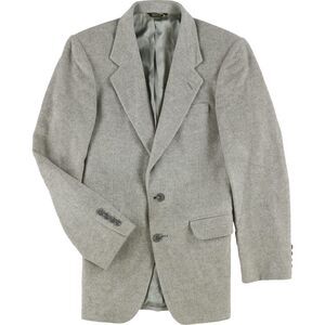 ADOLFO COUTURE Mens Heathered Two Button Blazer Jacket, Grey, 38, DM